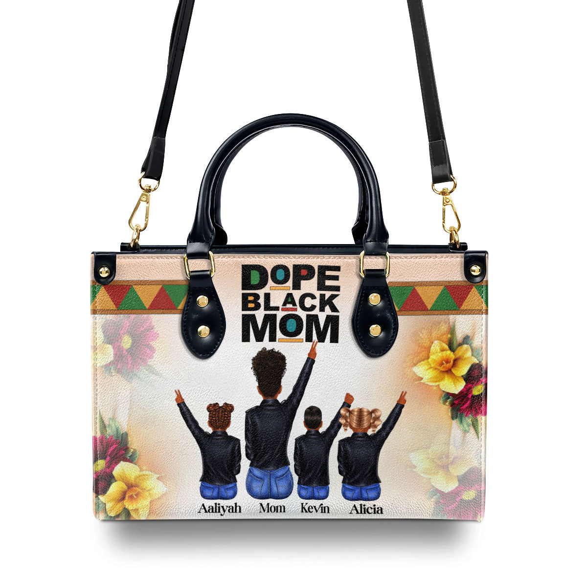 Dope Black Mom - Personalized Leather Handbag STB208
