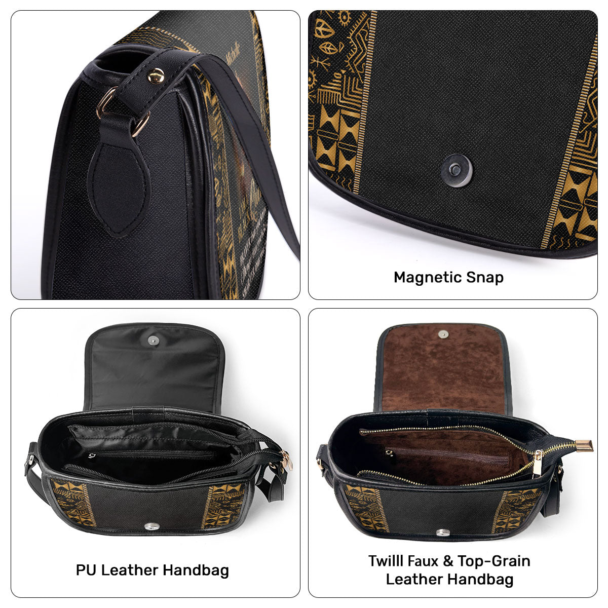 I Am A Black Queen- Personalized Leather Saddle Cross Body Bag MB30