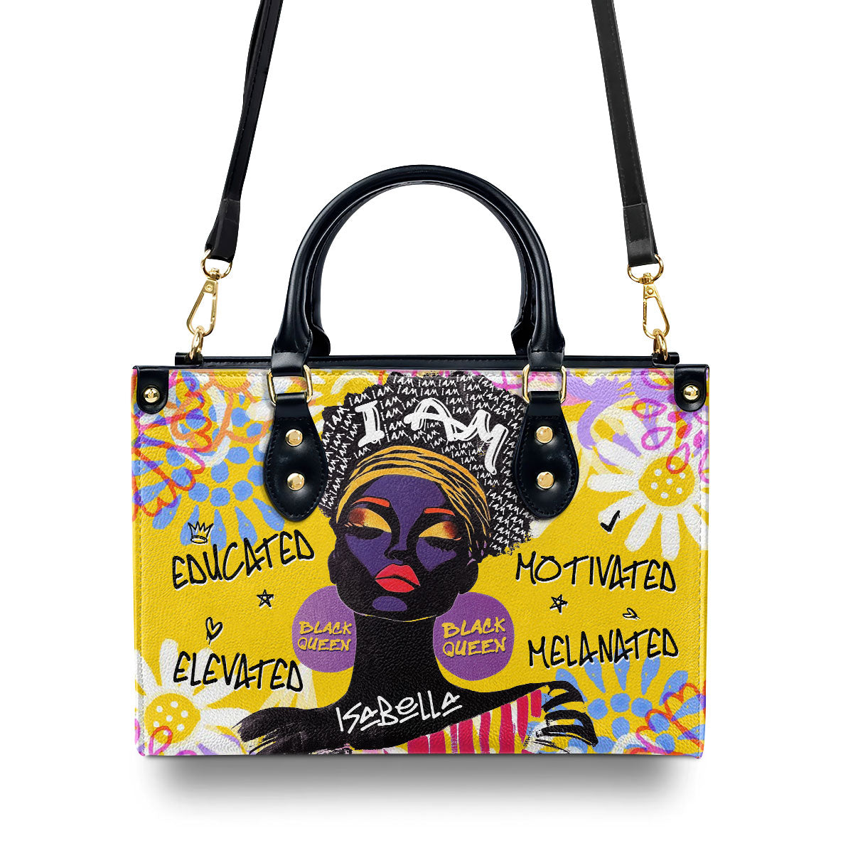 I Am Melanated - Personalized Leather Handbag SBLHBLL2398M