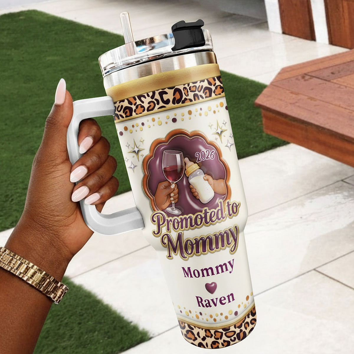 Promoted To Mommy - Personalized Stainless Steel Tumbler
