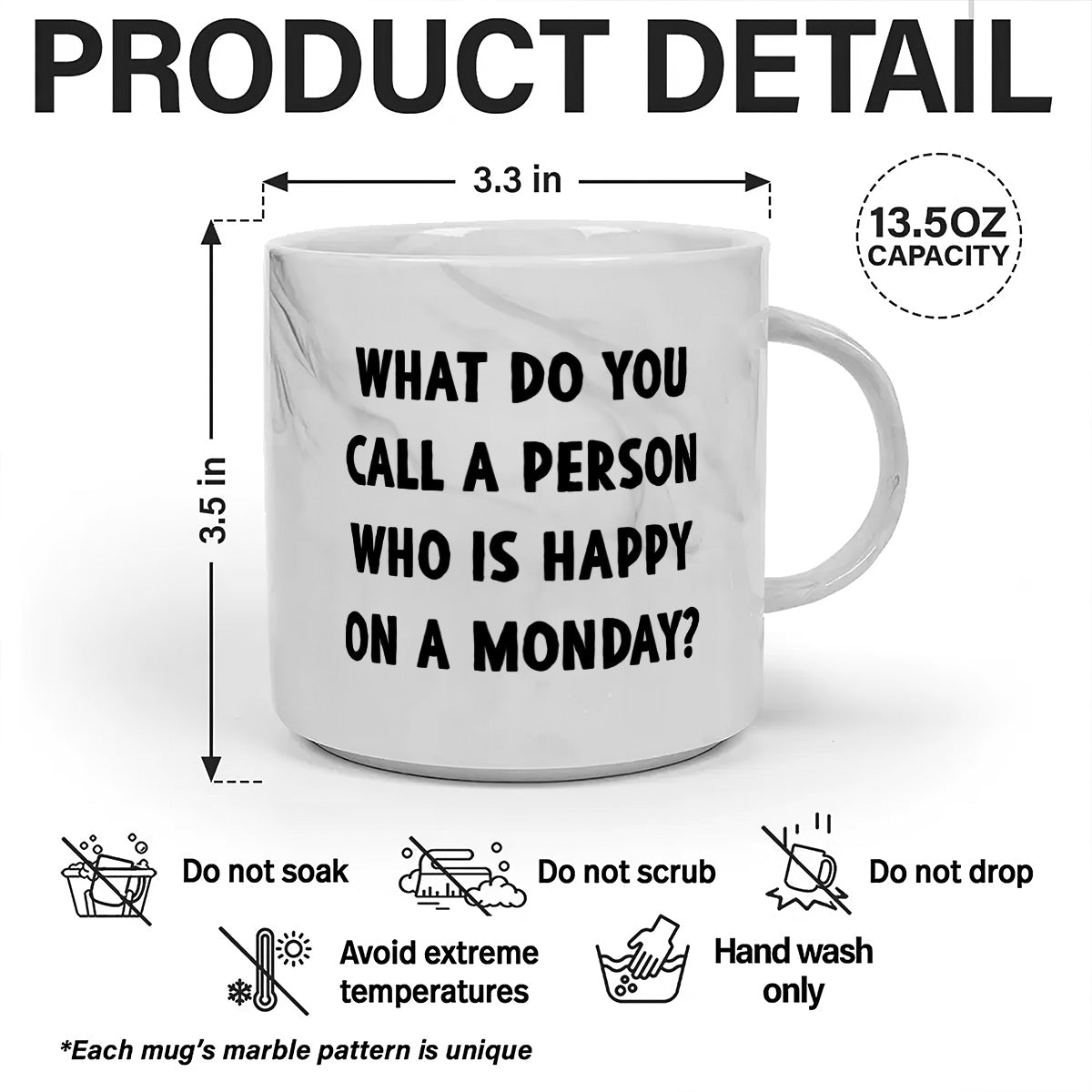 Who Is Happy On A Monday - Personalized Marble Mug