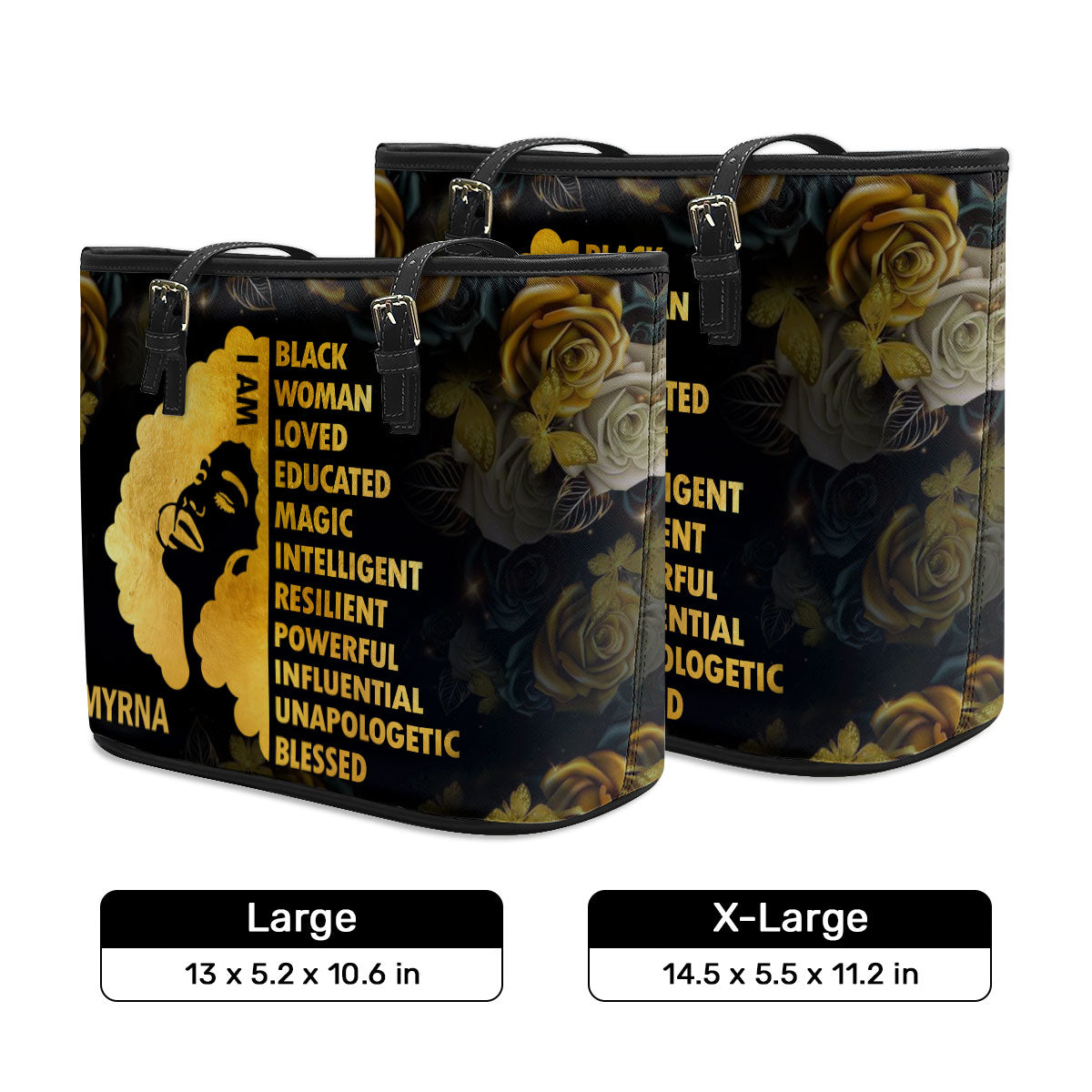 I Am Black - Personalized Leather Totebag STB05