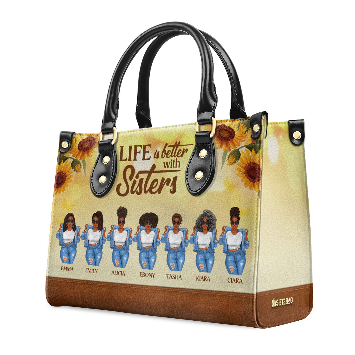 Life Is Better With Sisters - Personalized Leather Handbag STB01C