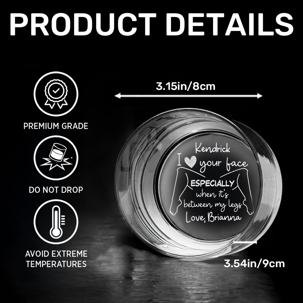 I Love Your Face - Personalized Engraved Whiskey Glass