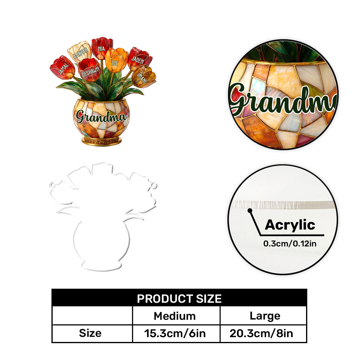 Grandma’s Blooming Love - Personalized Acrylic Suncatcher