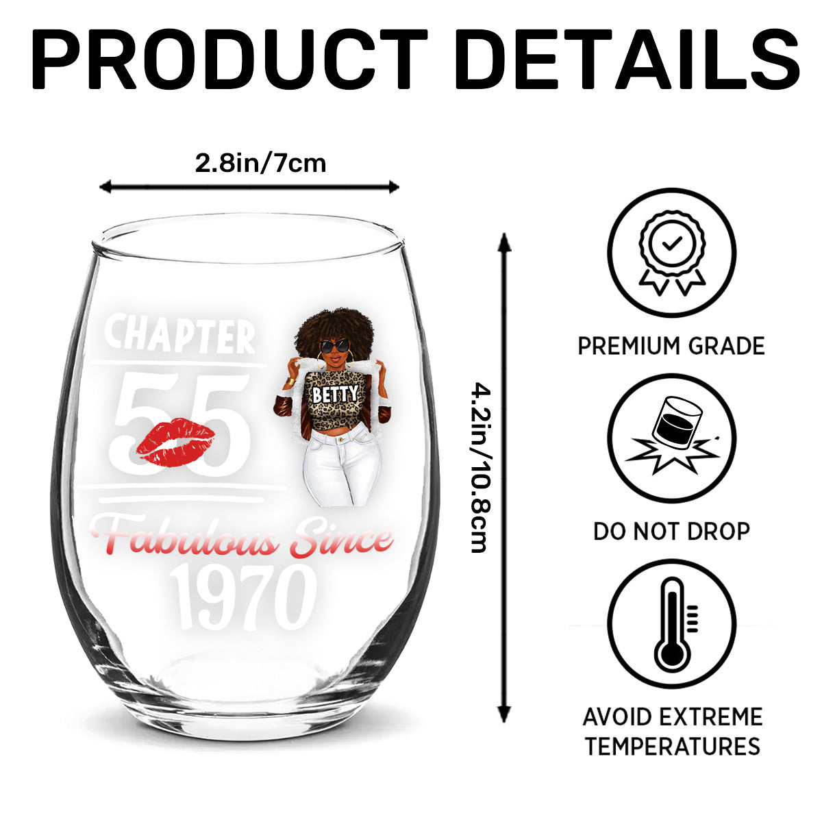 Fabulous Queen - Personalized Stemless Wine Glass