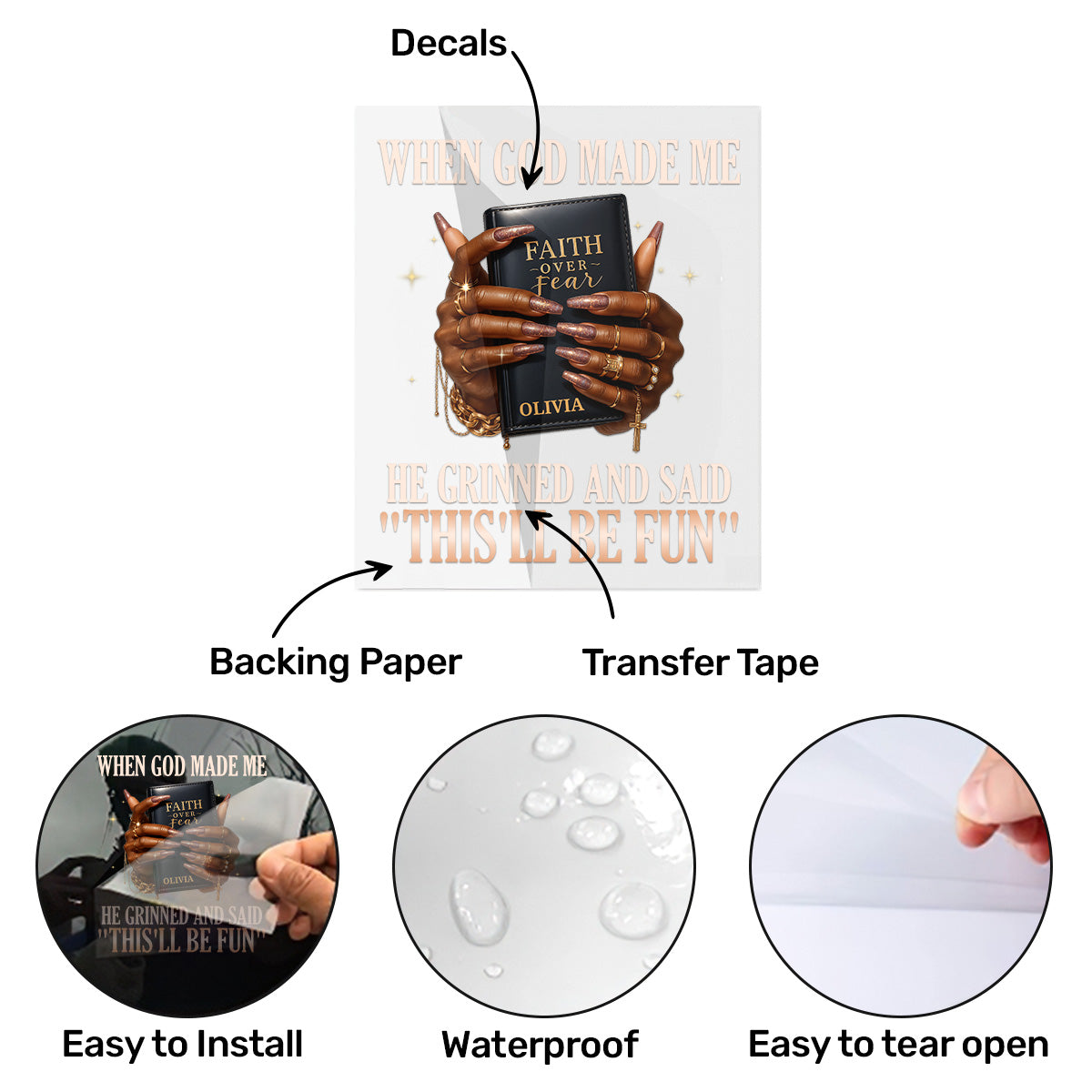 When God Made Me - Personalized Sticker