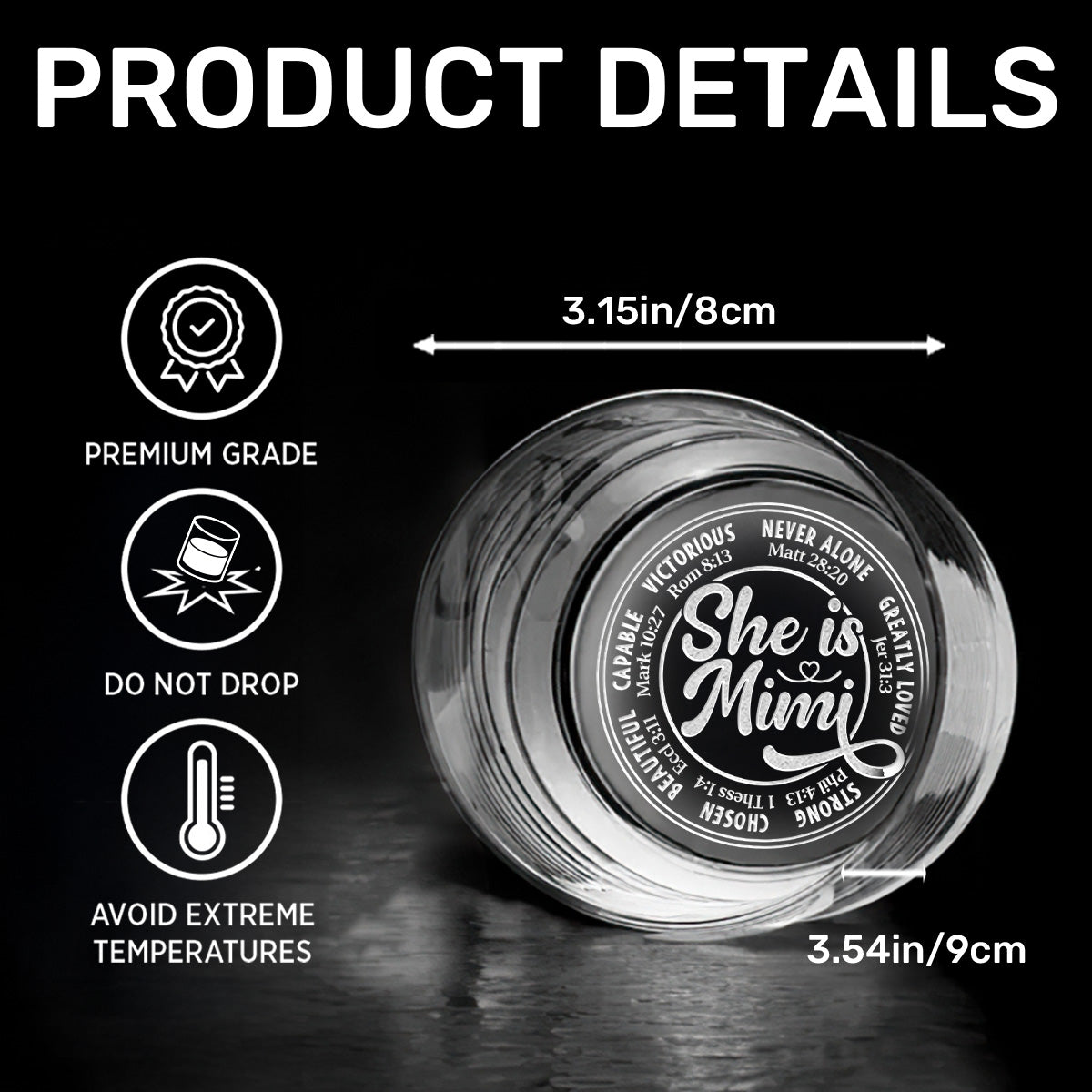 She Is Mom - Personalized Engraved Whiskey Glass