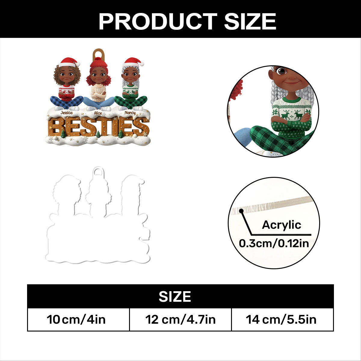 Merry Christmas - Personalized 1-Layer Acrylic Ornament