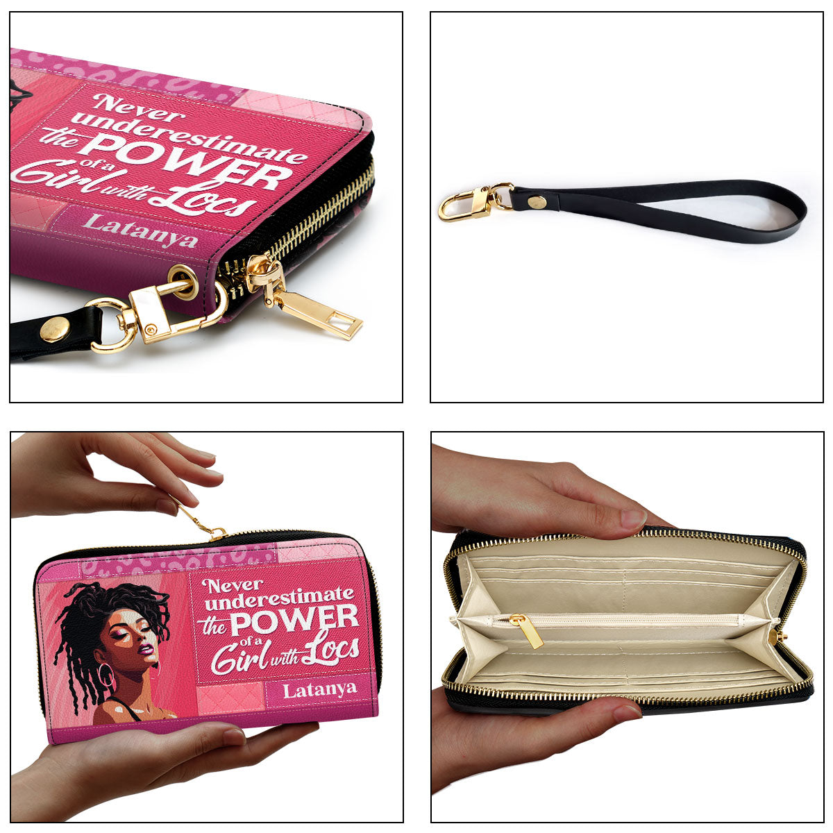 Power Of A Girl With Locs - Personalized Leather Clutch Purse STB86