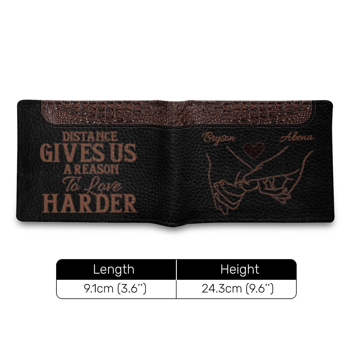 Distance Gives Us A Reason To Love Harder - Personalized Leather Folded Wallet SBLFWLM1376TA