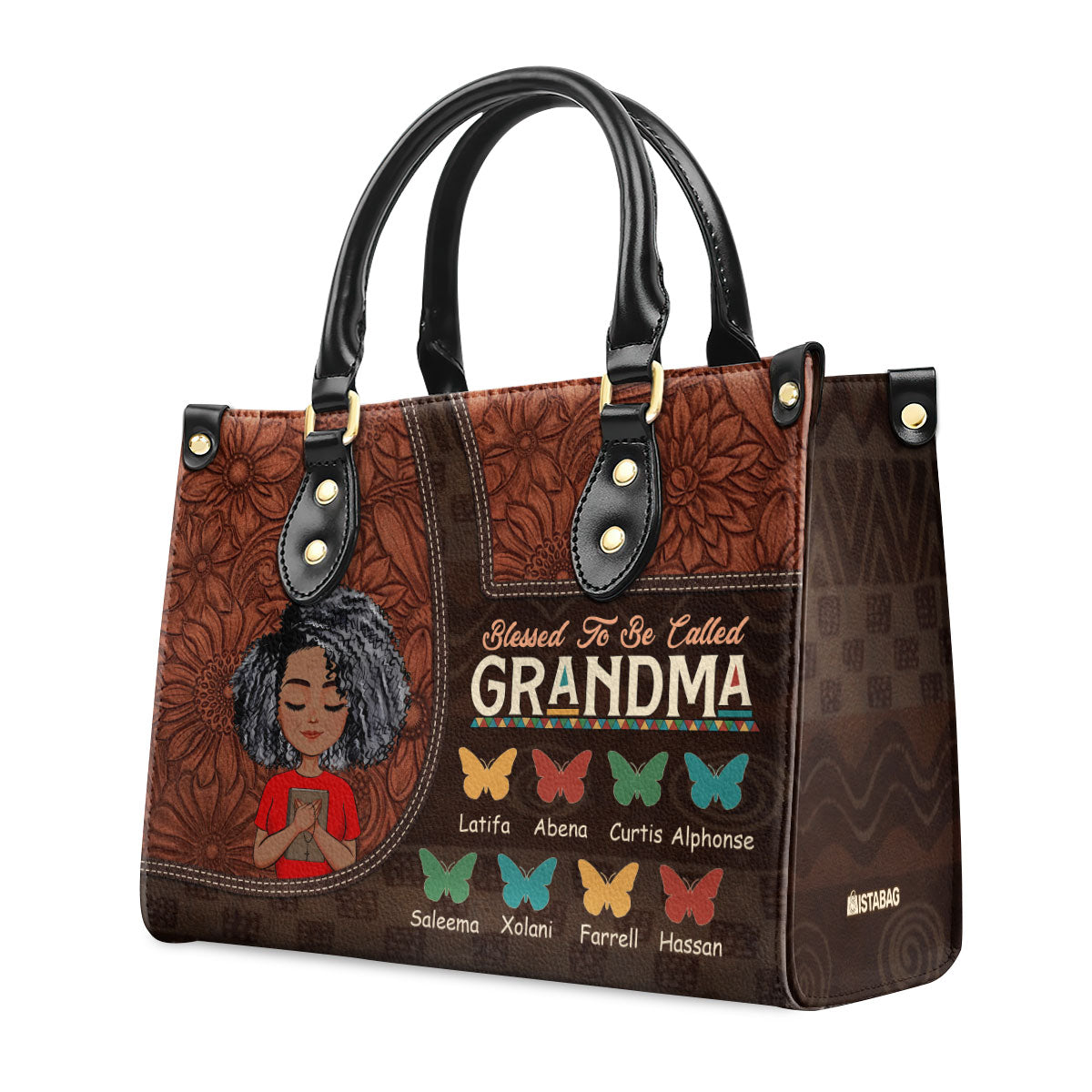 Blessed To Be Called Grandma/Mom - Personalized Leather Handbag SBLHBLM1400L