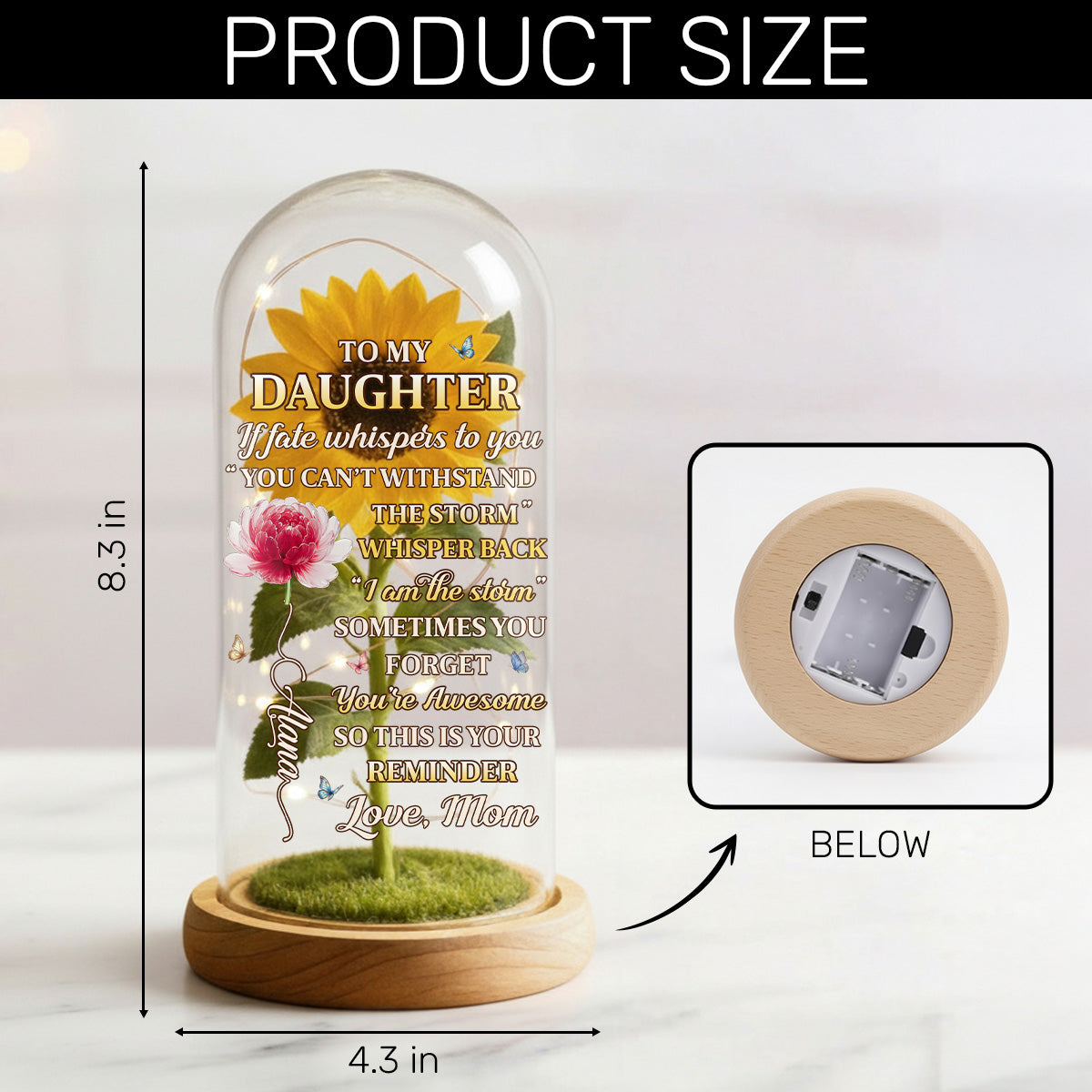 From Mom To Badass Daughter - Personalized Sunflower Dome Lamp