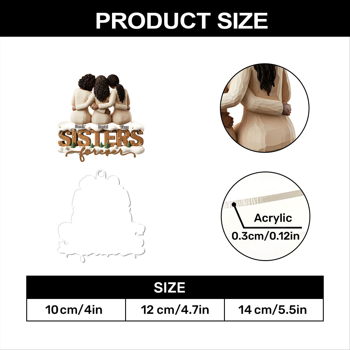 Sisters Forever - Personalized 1-Layer Acrylic Ornament