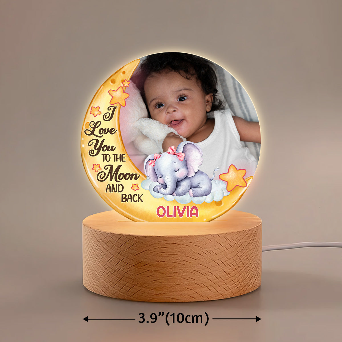 I Love You To The Moon And Back - Personalized Round Base LED Night Light