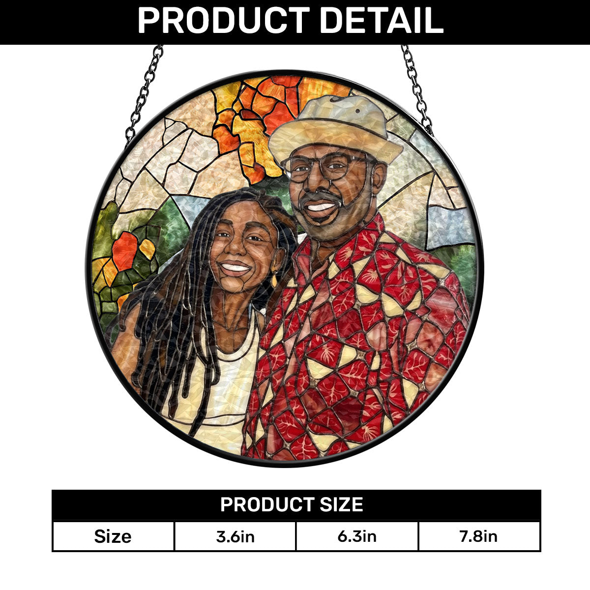 Custom Photo Portrait Dad Grandpa Parents Family - Personalized Stained Glass Window Hanging Suncatcher