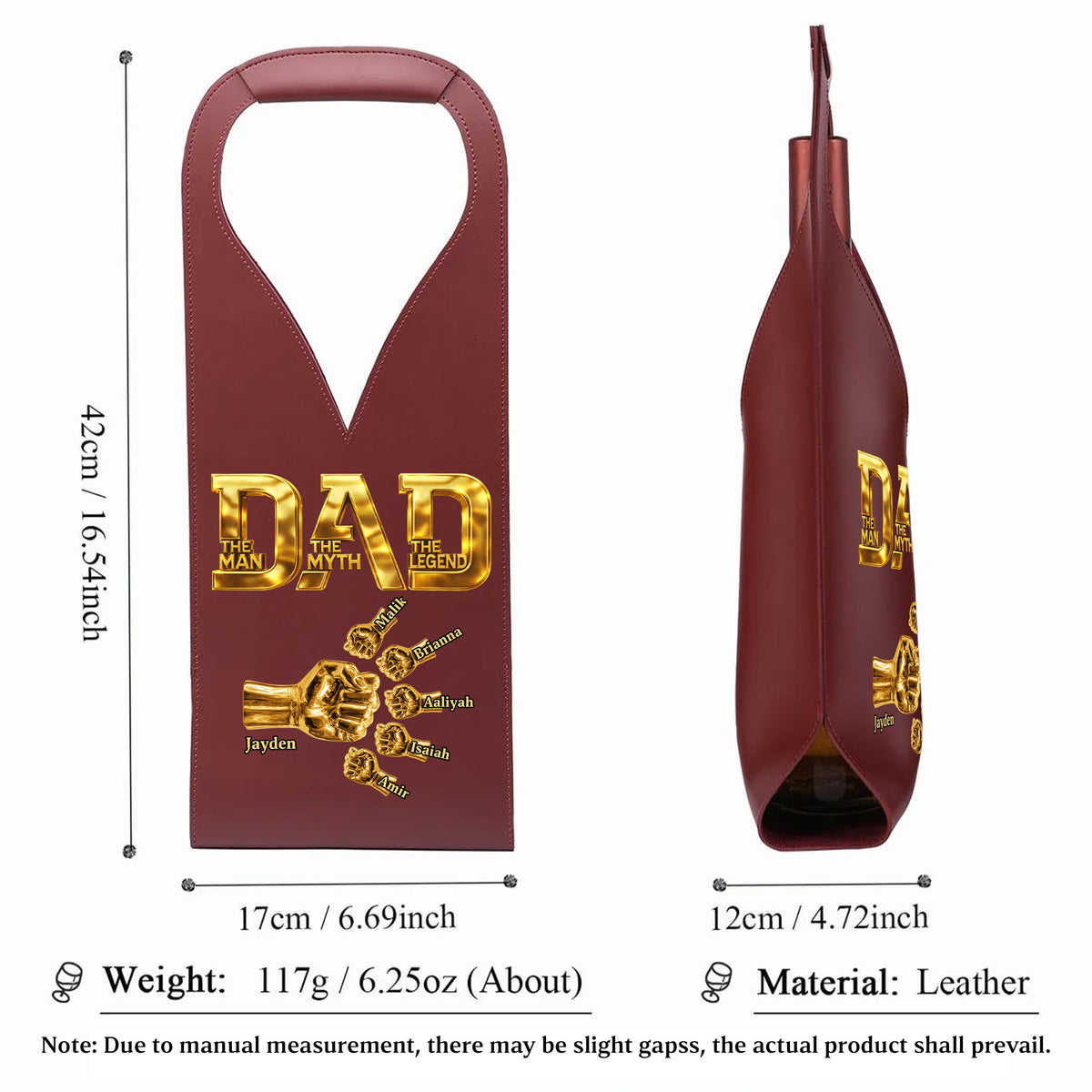 Dad The Man The Myth The Legend - Personalized Leather Wine Bag
