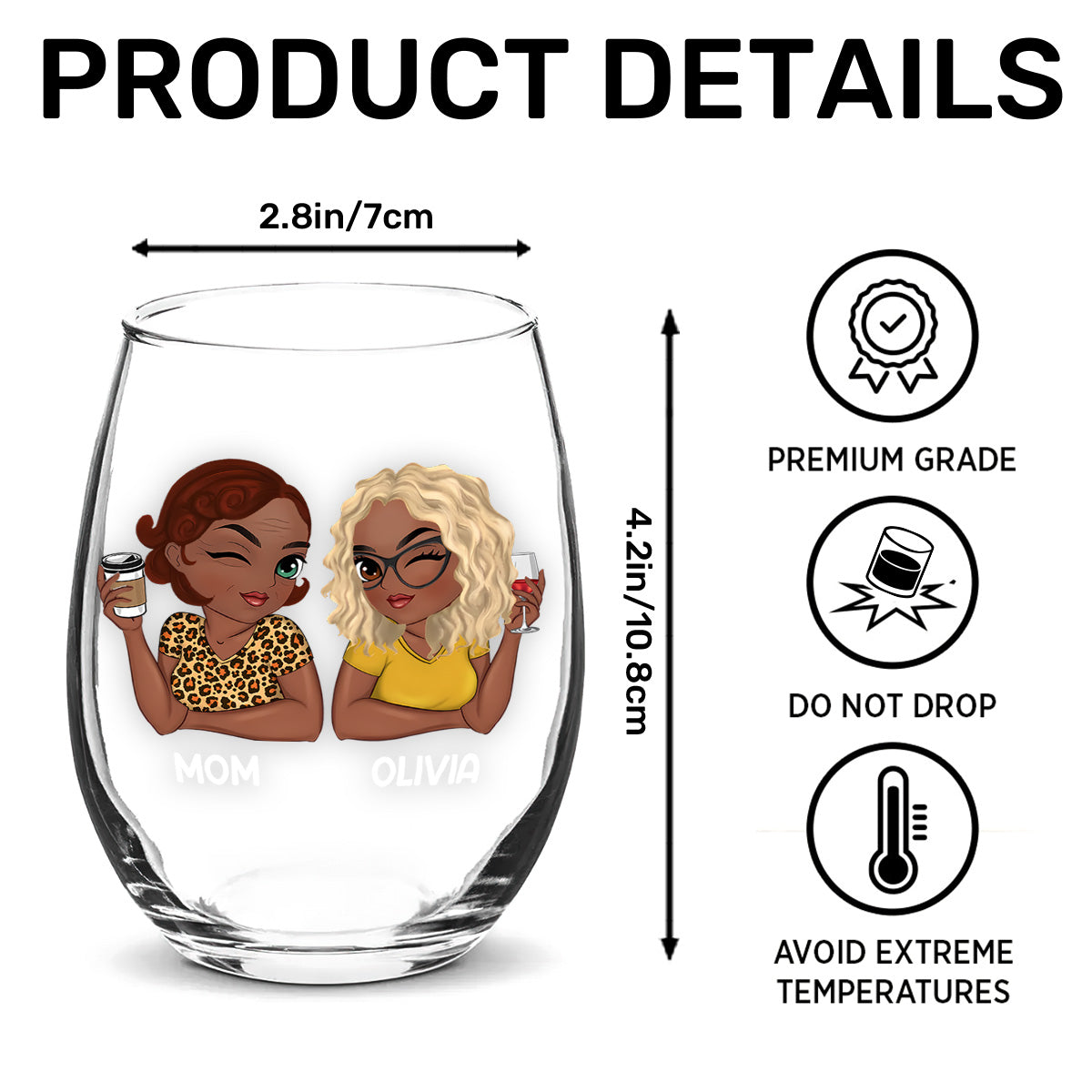 Like Mother Like Daughter Oh Crap - Personalized Stemless Wine Glass