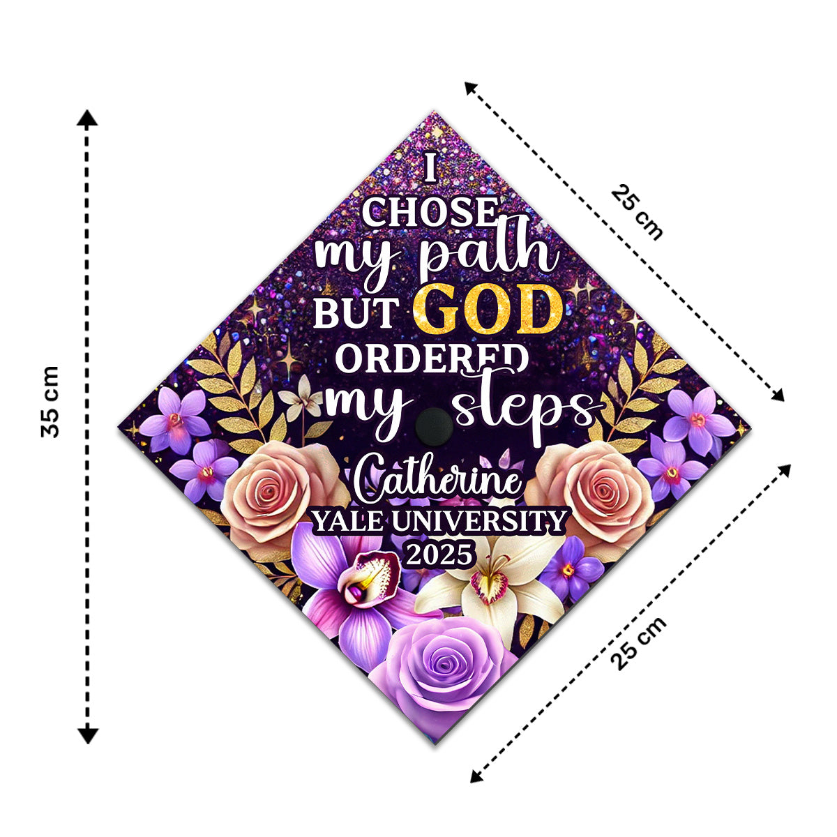 I Chose My Path But God Ordered My Steps - Personalized Graduation Cap Topper