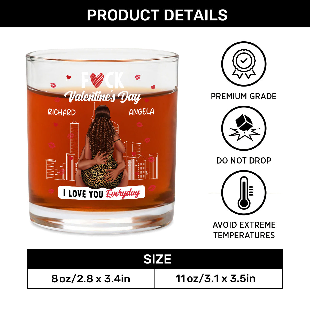 I Love You Everyday - Personalized Round Whiskey Glass
