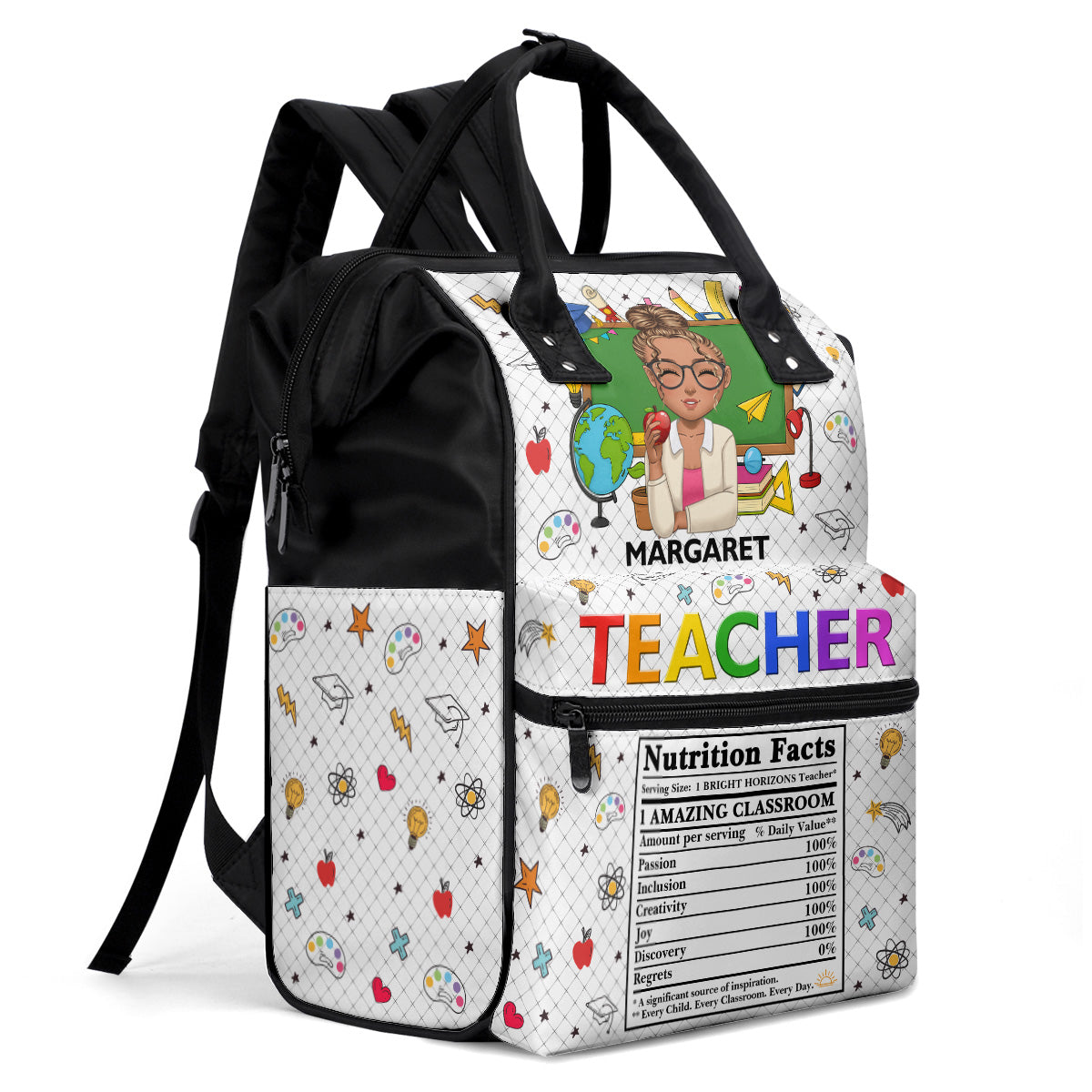 Teacher Nutrition Facts - Personalized Duckbilled Backpack
