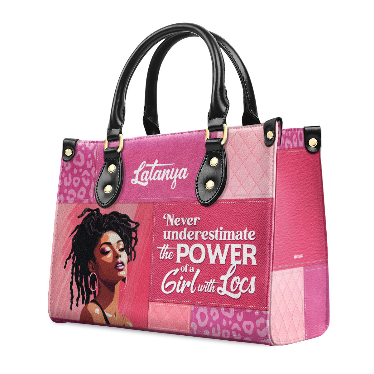 Power Of A Girl With Locs - Personalized Leather Hand Bag STB86