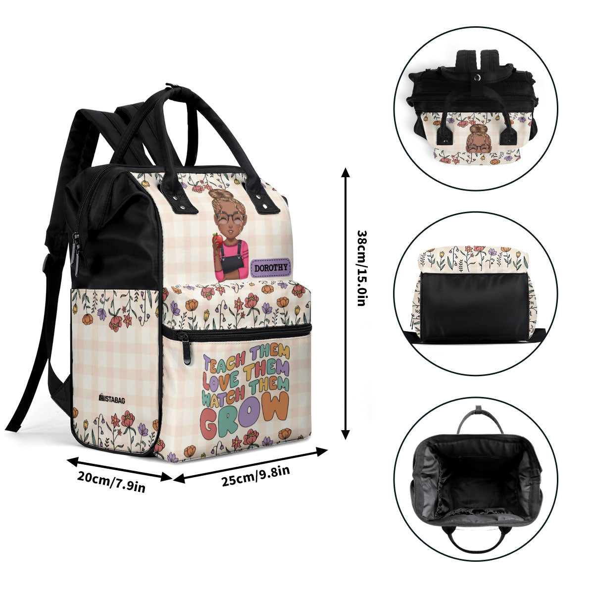 Teach Them Love Them Watch Them Grow - Personalized Duckbilled Backpack SBDBPLN1687D