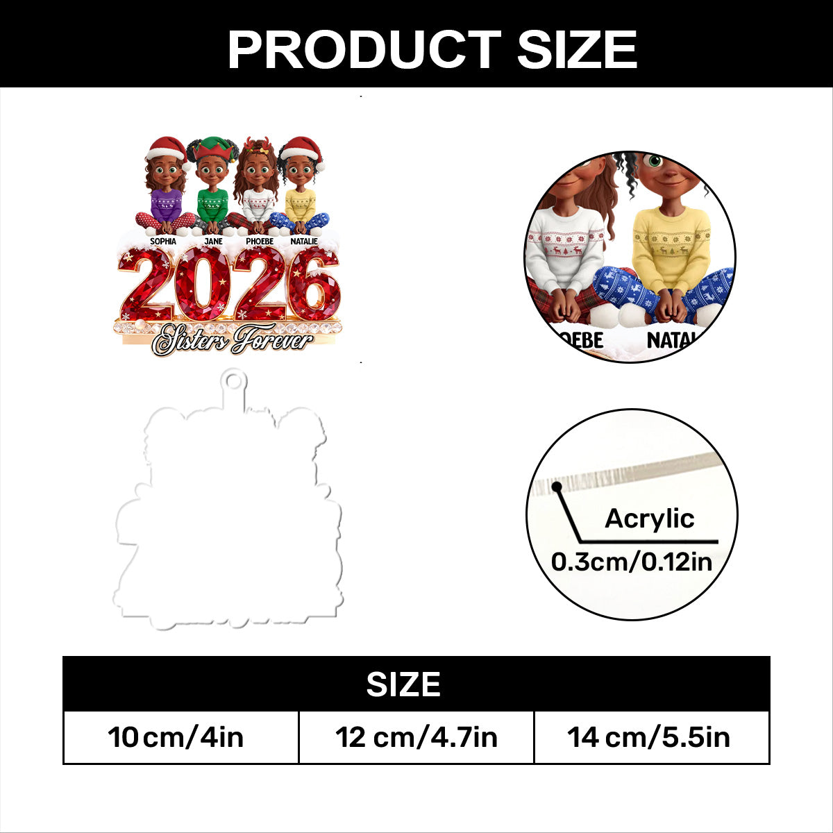 Sisters Forever - Personalized 1-Layer Acrylic Ornament