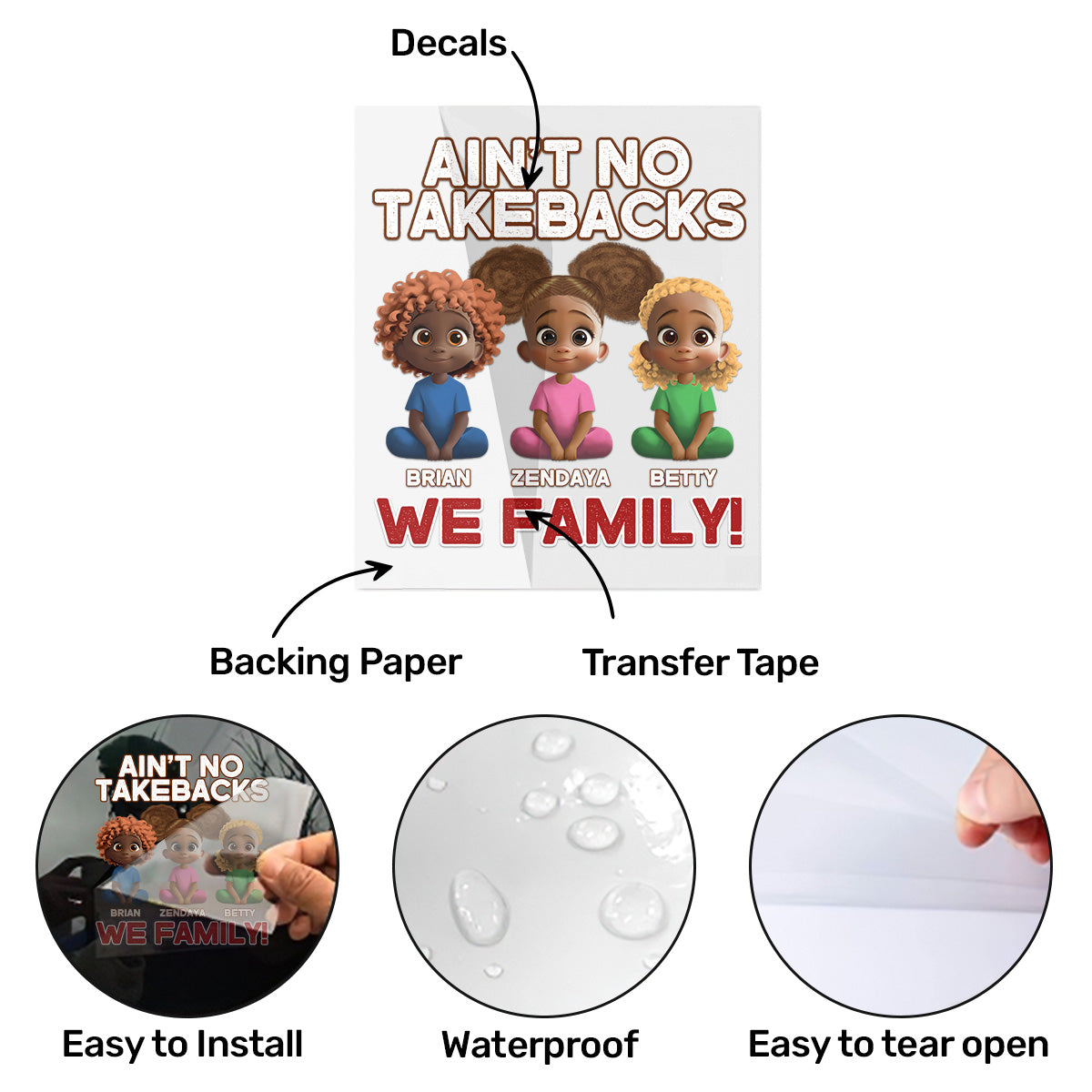 Ain't No Takebacks We Family - Personalized Sticker