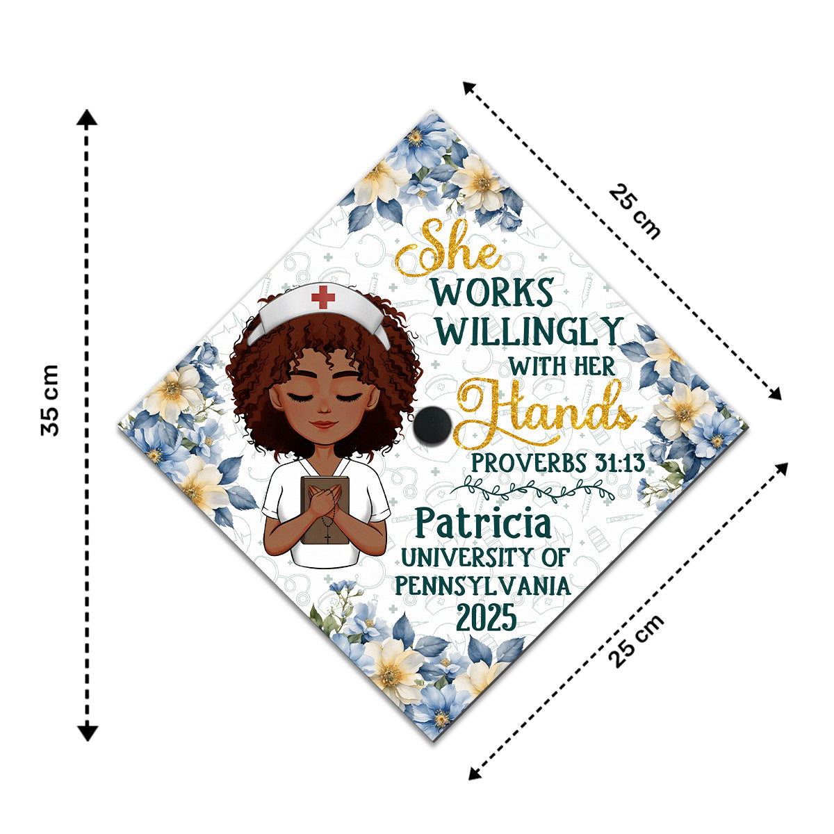 She Works Willingly With Her Hands - Personalized Graduation Cap Topper