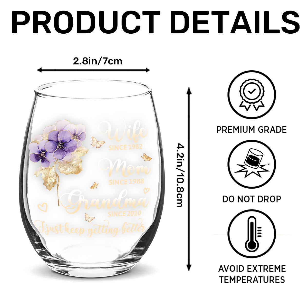 I Just Keep Getting Better - Personalized Stemless Wine Glass