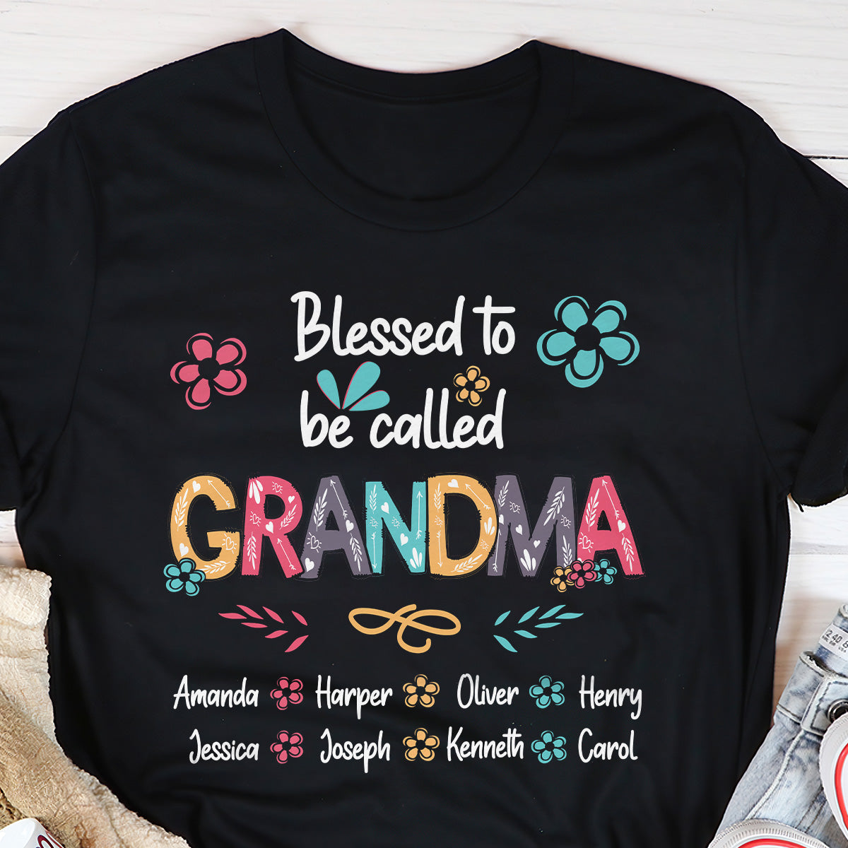 Blessed To Be Called Grandma - Personalized 2D Unisex T-shirt