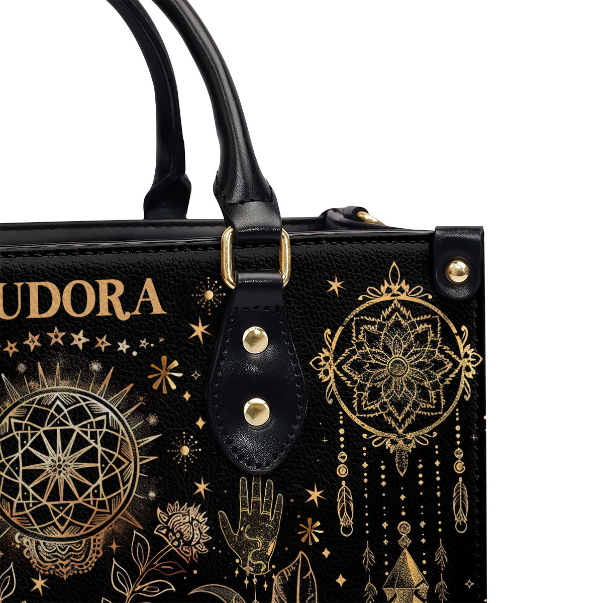 Mystic Moon And Sun - Personalized Leather Handbag SBLHBN09