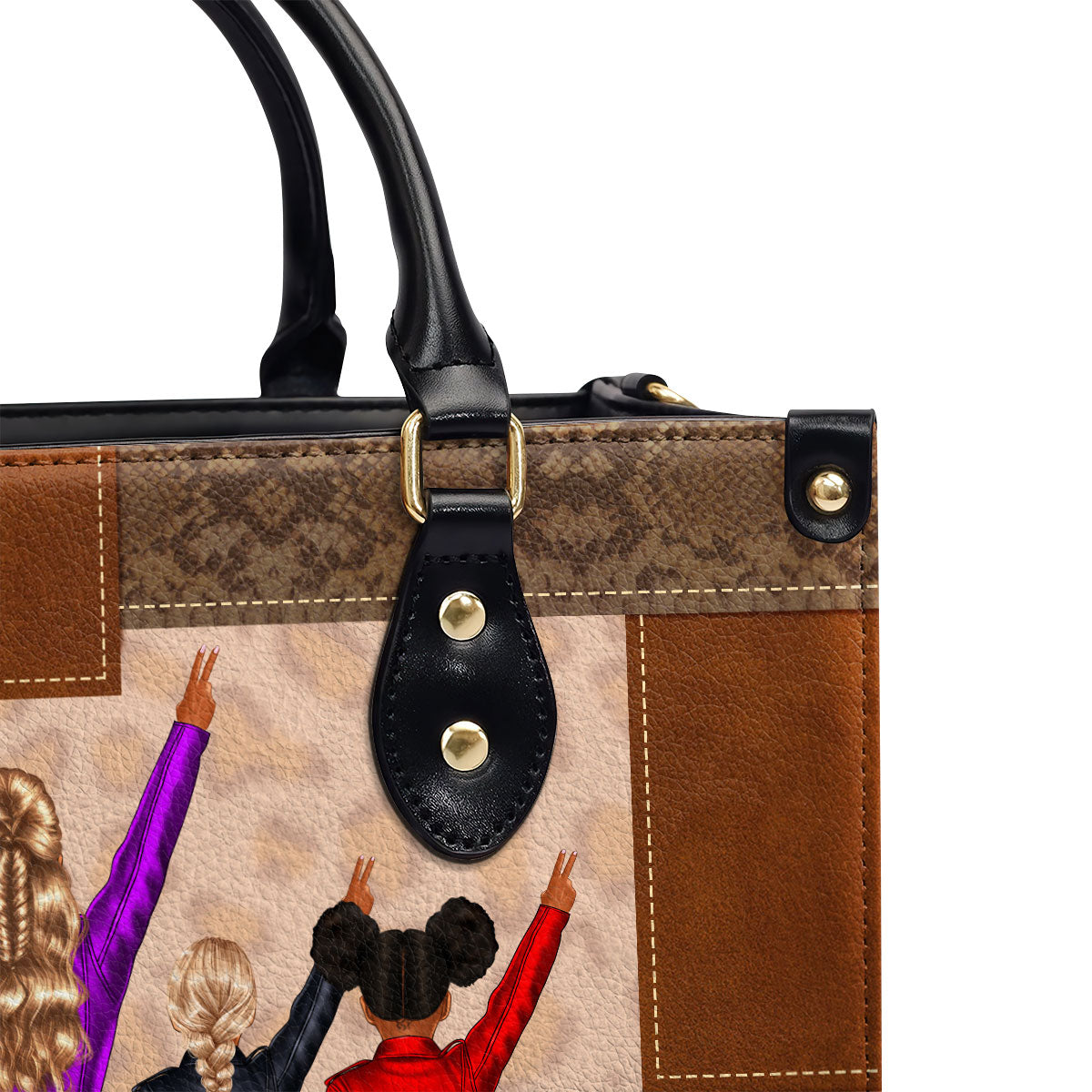 Black Mom Magic - Personalized Leather Handbag STB210