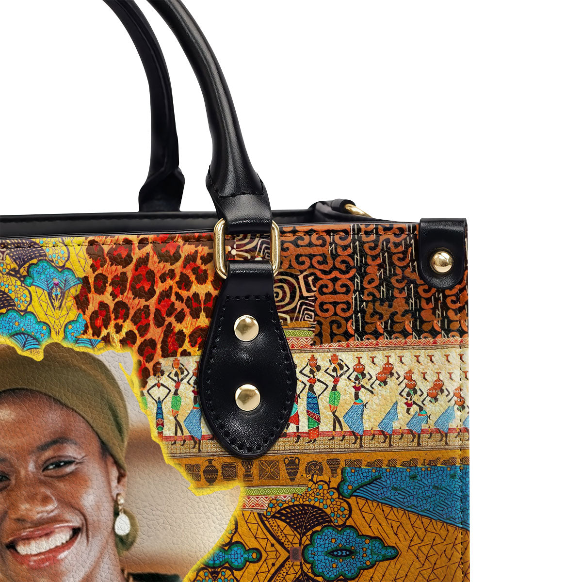 Africa Map Pattern - Personalized Leather Handbag SBLHBLN1101L