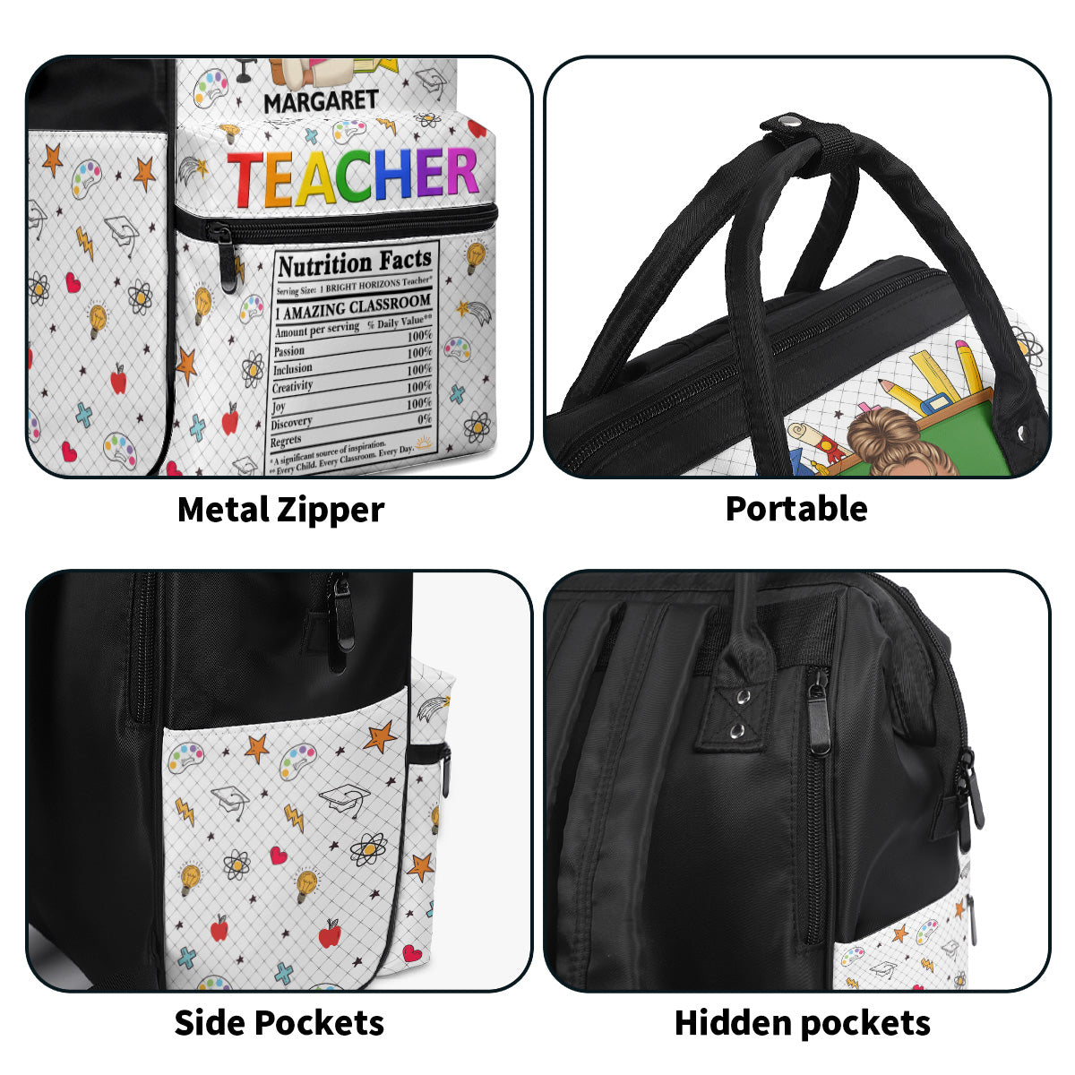 Teacher Nutrition Facts - Personalized Duckbilled Backpack
