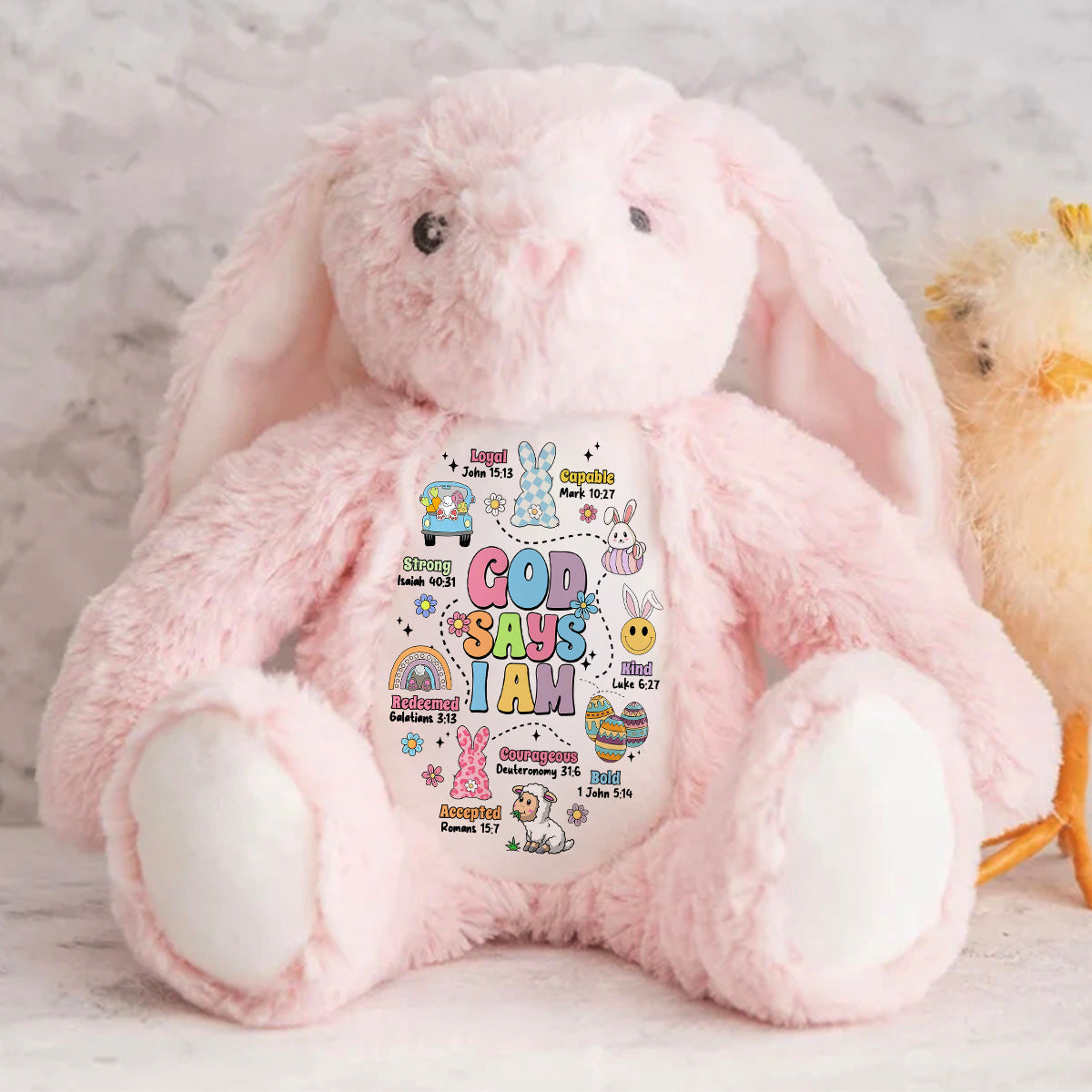 God Says I Am - Personalized Stuffed Bunny