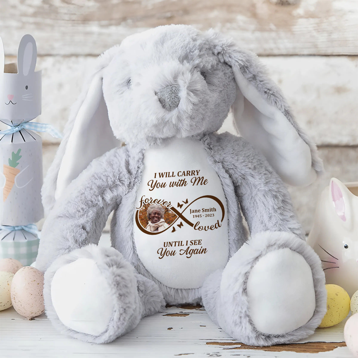 I Will Carry You With Me Until I See You Again - Personalized Stuffed Bunny