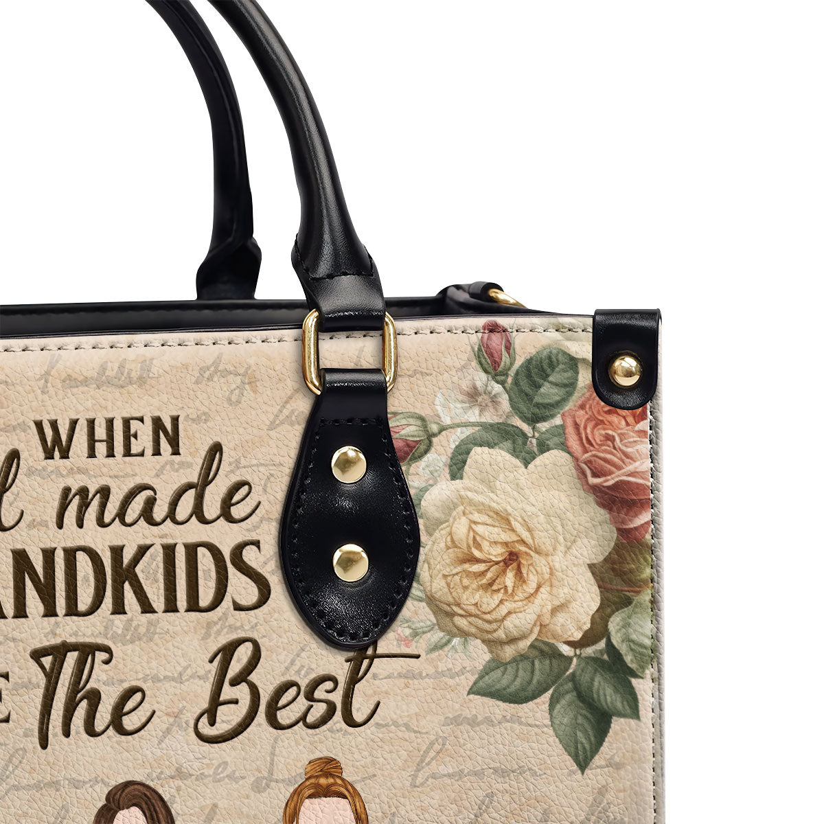 When God Made Grandkids He Gave Me The Best - Personalized Leather Handbag SBLHBLN1186L