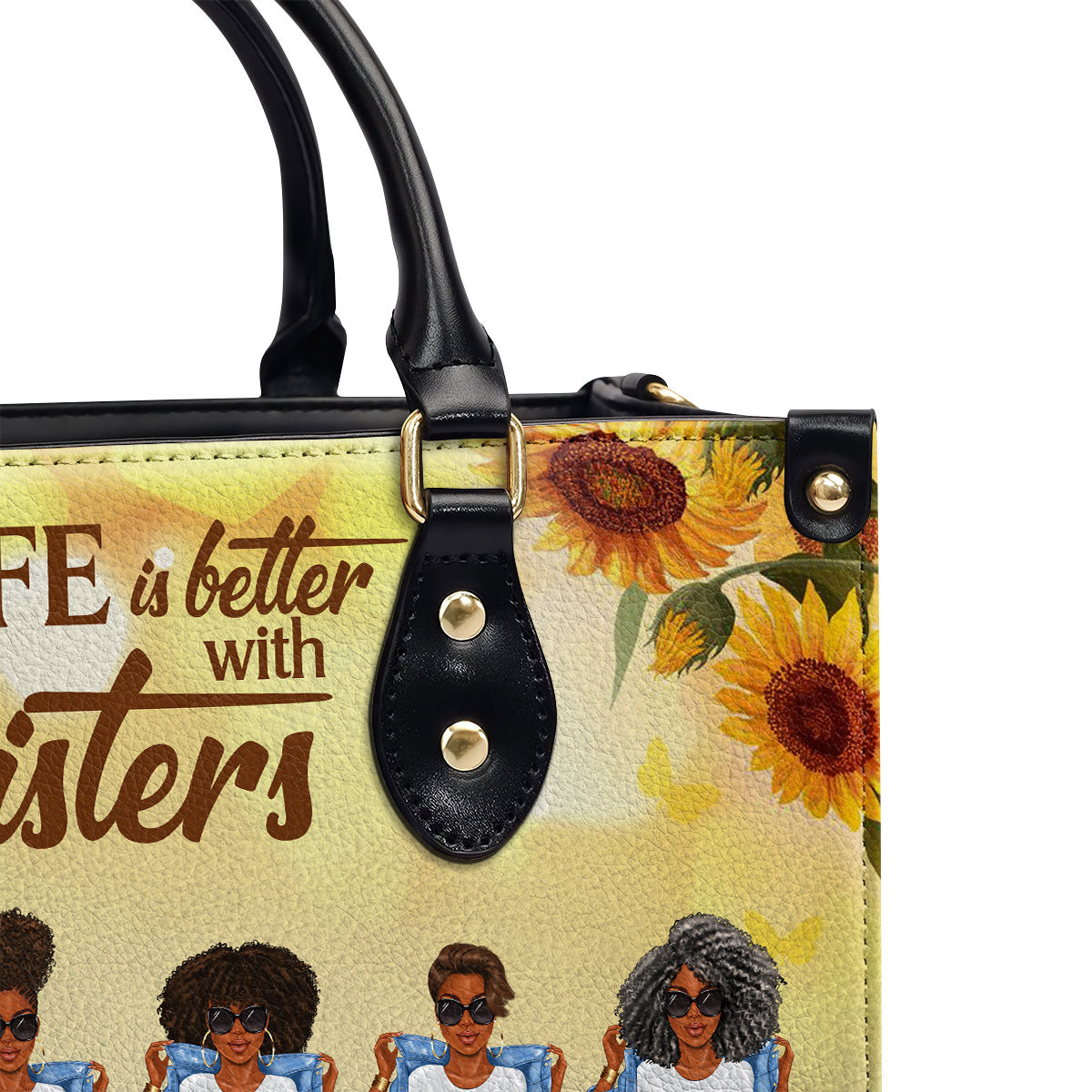 Life Is Better With Sisters - Personalized Leather Handbag STB01C