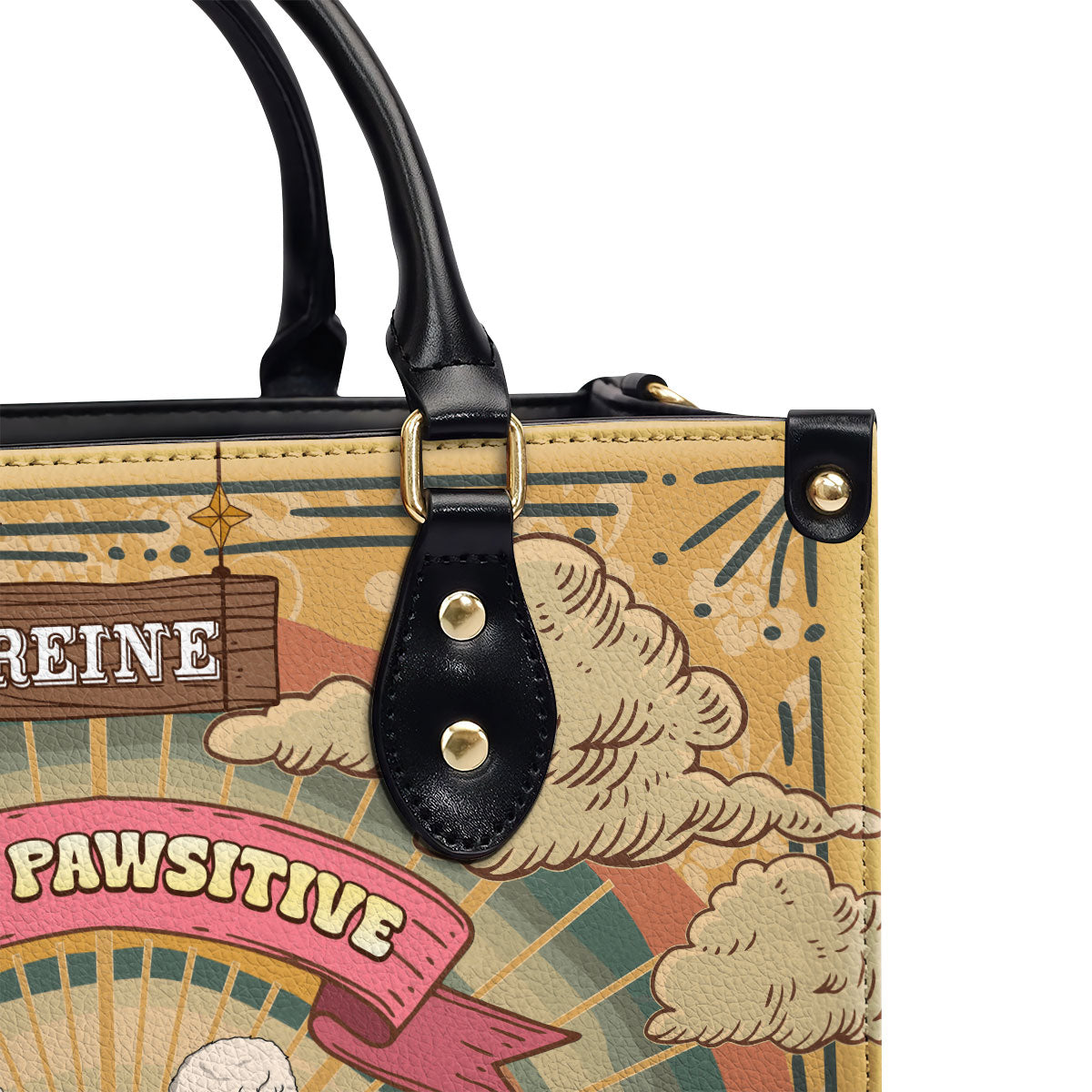Stay Pawsitive - Personalized Leather Hand Bag SBLHBHA29