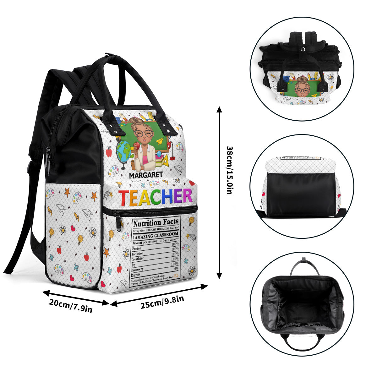 Teacher Nutrition Facts - Personalized Duckbilled Backpack
