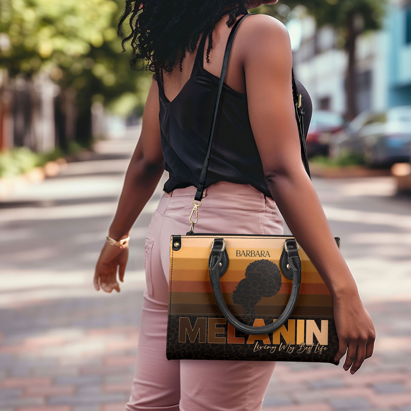 MELANIN - Living My Best Life - Personalized Leather Handbag MB33