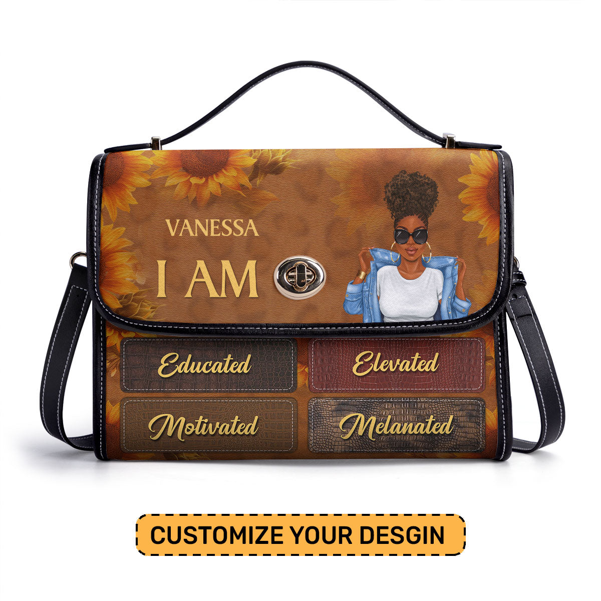 I Am - Personalized Leather Satchel Bag STB03