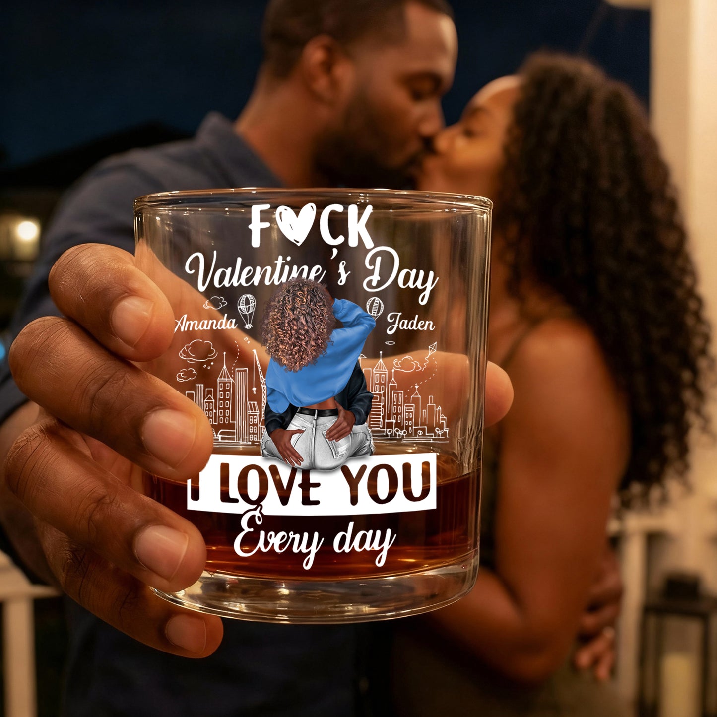 I Love You Every Day - Personalized Round Whiskey Glass