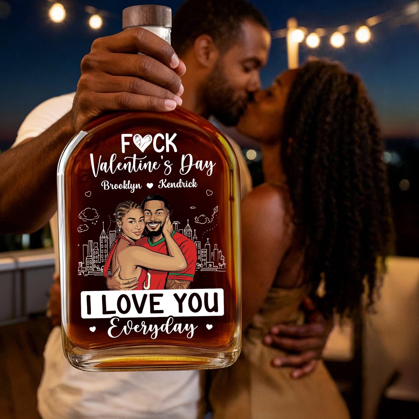 I Love You Everyday Comic Version - Personalized Whiskey Bottle