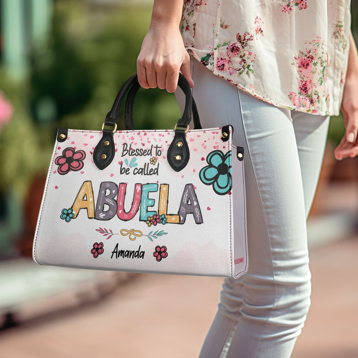 Blessed To Be Called Grandma/Nana... - Personalized Leather Handbag MS101