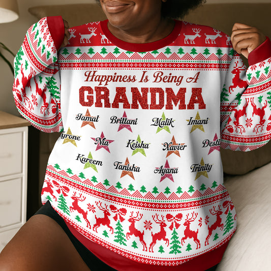 Happiness Is Being A Grandma - Personalized 3D Sweatshirt
