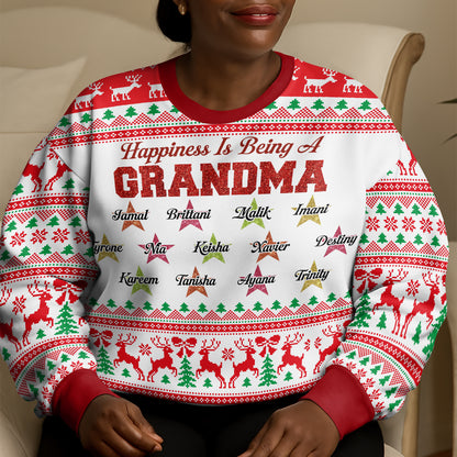 Happiness Is Being A Grandma - Personalized 3D Sweatshirt
