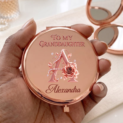 To My Granddaughter And Daughter - Personalized Circle Metallic Mirror